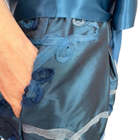 NWT Cache Blue Strapless Bubble Hem Applique Dress Size 2 Y2K Glam Luxe Evening - Picture 8 of 16